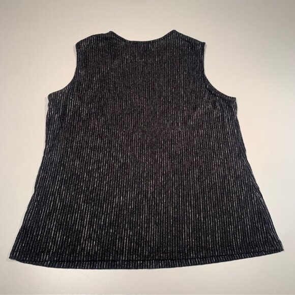Fred David Metallic Ribbed Tank Top L Gray Silver Lurex Stretch Party Shimmer - Picture 8 of 8